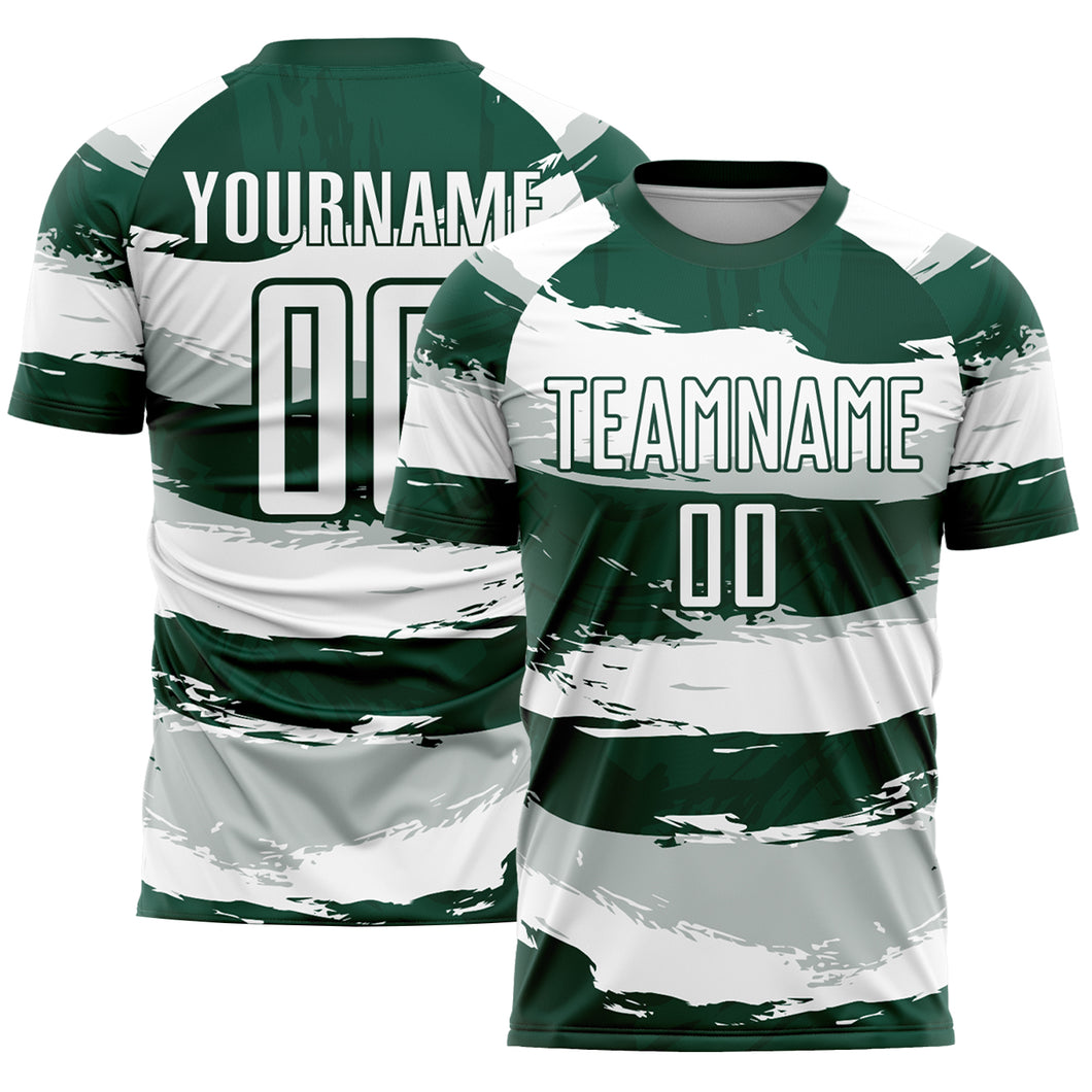 Custom Green White Sublimation Soccer Uniform Jersey