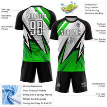 Load image into Gallery viewer, Custom Black White-Aurora Green Sublimation Soccer Uniform Jersey
