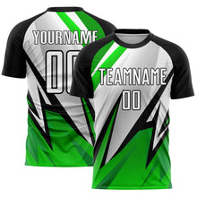 Load image into Gallery viewer, Custom Black White-Aurora Green Sublimation Soccer Uniform Jersey
