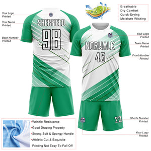 Custom Kelly Green White-Black Sublimation Soccer Uniform Jersey