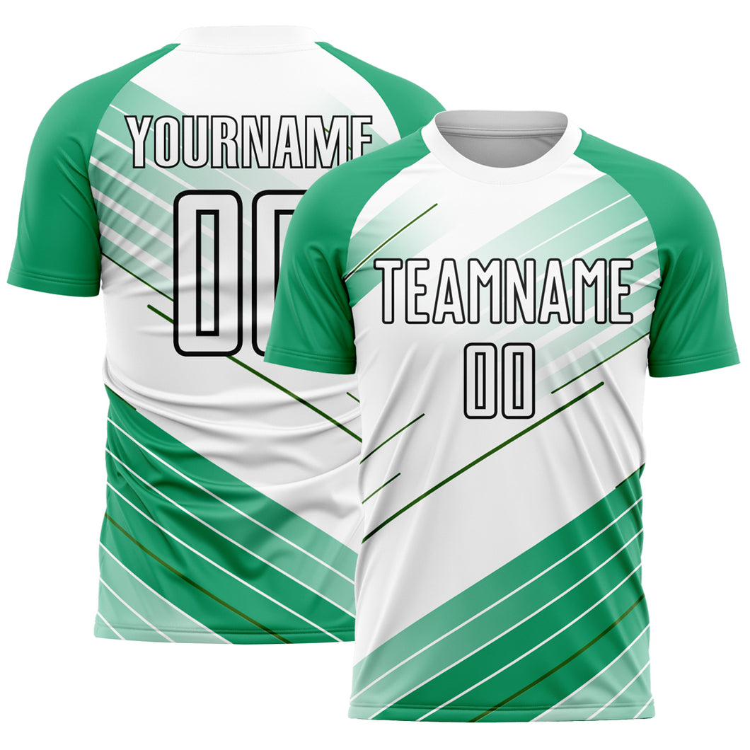 Custom Kelly Green White-Black Sublimation Soccer Uniform Jersey