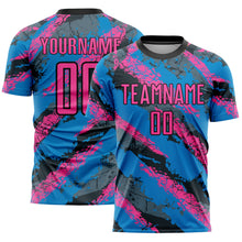 Load image into Gallery viewer, Custom Electric Blue Pink-White Sublimation Soccer Uniform Jersey
