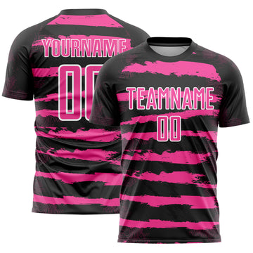Custom Black Pink-White Sublimation Soccer Uniform Jersey