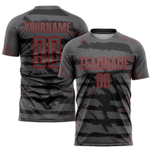 Load image into Gallery viewer, Custom Steel Gray Red Sublimation Soccer Uniform Jersey
