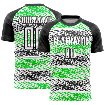Custom Black White-Neon Green Sublimation Soccer Uniform Jersey