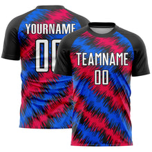 Load image into Gallery viewer, Custom Black Red-Royal Sublimation Soccer Uniform Jersey
