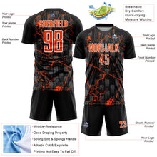 Load image into Gallery viewer, Custom Black Orange-White Pink Lightning Sublimation Soccer Uniform Jersey
