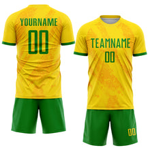 Load image into Gallery viewer, Custom Gold Grass Green Sublimation Soccer Uniform Jersey
