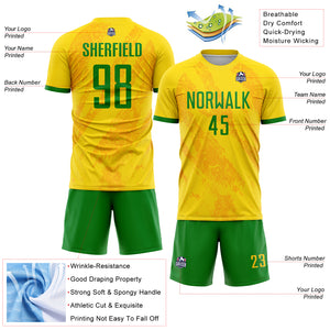 Custom Gold Grass Green Sublimation Soccer Uniform Jersey