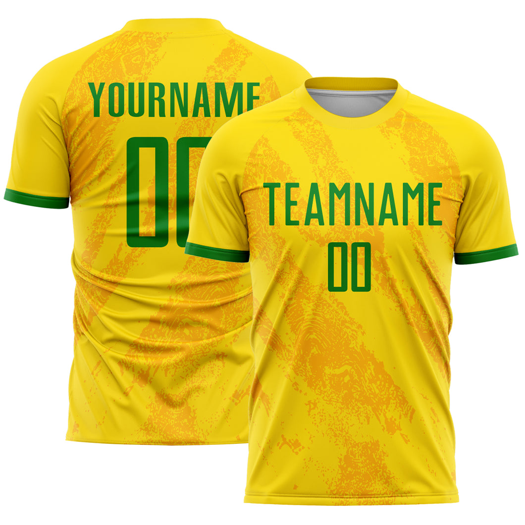 Custom Gold Grass Green Sublimation Soccer Uniform Jersey