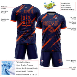 Custom Navy Orange Sublimation Soccer Uniform Jersey