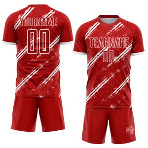 Custom Red White Sublimation Soccer Uniform Jersey