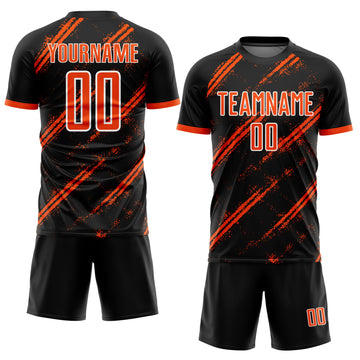 Custom Black Orange-White Sublimation Soccer Uniform Jersey