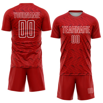 Custom Red White Sublimation Soccer Uniform Jersey