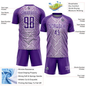 Custom Purple White Lines Sublimation Soccer Uniform Jersey