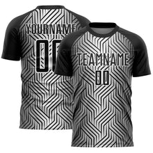 Load image into Gallery viewer, Custom Black White Lines Sublimation Soccer Uniform Jersey
