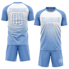 Load image into Gallery viewer, Custom Light Blue White Lines Sublimation Soccer Uniform Jersey
