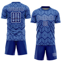 Load image into Gallery viewer, Custom Royal Light Blue-White Abstract Geometric Shapes Sublimation Soccer Uniform Jersey
