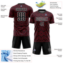 Load image into Gallery viewer, Custom Crimson Black-White Abstract Geometric Shapes Sublimation Soccer Uniform Jersey
