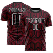 Load image into Gallery viewer, Custom Crimson Black-White Abstract Geometric Shapes Sublimation Soccer Uniform Jersey
