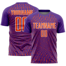 Load image into Gallery viewer, Custom Purple Orange-White Lines Sublimation Soccer Uniform Jersey
