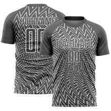 Load image into Gallery viewer, Custom Steel Gray White Lines Sublimation Soccer Uniform Jersey
