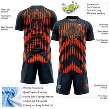 Load image into Gallery viewer, Custom Navy Orange Abstract Triangle Sublimation Soccer Uniform Jersey
