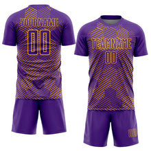 Load image into Gallery viewer, Custom Purple Gold Abstract Hexagon Sublimation Soccer Uniform Jersey
