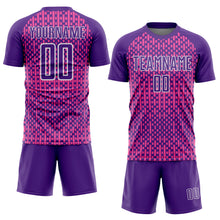 Load image into Gallery viewer, Custom Purple Pink-White Abstract Geometric Shapes Sublimation Soccer Uniform Jersey
