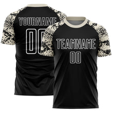 Load image into Gallery viewer, Custom Black Cream-White Snake Skin Sublimation Soccer Uniform Jersey
