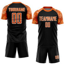 Load image into Gallery viewer, Custom Black Bay Orange-White African Pattern Sublimation Soccer Uniform Jersey
