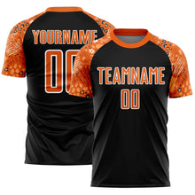 Load image into Gallery viewer, Custom Black Bay Orange-White African Pattern Sublimation Soccer Uniform Jersey
