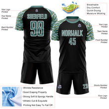 Load image into Gallery viewer, Custom Black Midnight Green-White Curved And Wavy Lines Sublimation Soccer Uniform Jersey
