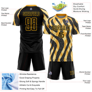 Custom Black Gold Animal Print Sublimation Soccer Uniform Jersey
