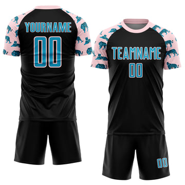 Custom Black US Navy Blue-Light Pink Tiger Sublimation Soccer Uniform Jersey