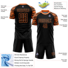 Load image into Gallery viewer, Custom Black Orange Tiger Stripes Sublimation Soccer Uniform Jersey
