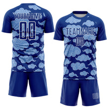 Load image into Gallery viewer, Custom Royal White Cloud Pattern Sublimation Soccer Uniform Jersey
