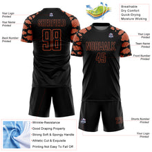 Load image into Gallery viewer, Custom Black Orange Cloud Pattern Sublimation Soccer Uniform Jersey
