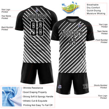 Load image into Gallery viewer, Custom Black White Slash Sublimation Soccer Uniform Jersey
