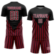 Load image into Gallery viewer, Custom Black Crimson-White Lines Sublimation Soccer Uniform Jersey
