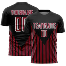 Load image into Gallery viewer, Custom Black Crimson-White Lines Sublimation Soccer Uniform Jersey
