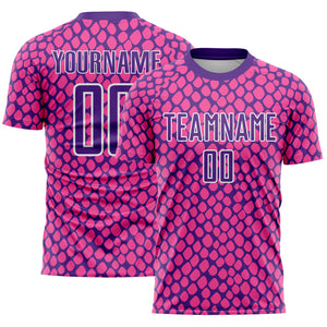 Custom Pink Purple-White Snake Skin Sublimation Soccer Uniform Jersey