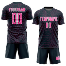 Load image into Gallery viewer, Custom Navy Pink-White Geometric Pattern Sublimation Soccer Uniform Jersey
