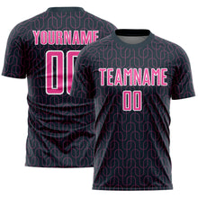 Load image into Gallery viewer, Custom Navy Pink-White Geometric Pattern Sublimation Soccer Uniform Jersey
