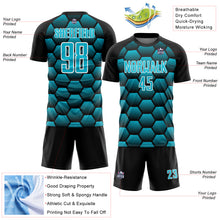 Load image into Gallery viewer, Custom Black Lakes Blue-White Hexagons Pattern Sublimation Soccer Uniform Jersey
