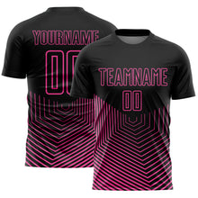 Load image into Gallery viewer, Custom Black Pink Geometric Lines Sublimation Soccer Uniform Jersey
