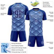 Load image into Gallery viewer, Custom Light Blue Royal-White Geometric Pattern Sublimation Soccer Uniform Jersey
