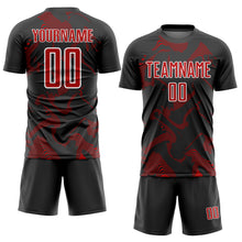 Load image into Gallery viewer, Custom Black Red-White Curve Lines Sublimation Soccer Uniform Jersey
