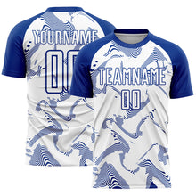 Load image into Gallery viewer, Custom White Royal Curve Lines Sublimation Soccer Uniform Jersey
