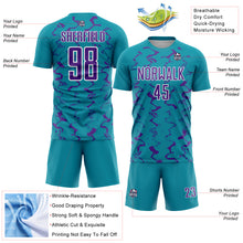 Load image into Gallery viewer, Custom Teal Purple-White Abstract Lines Sublimation Soccer Uniform Jersey
